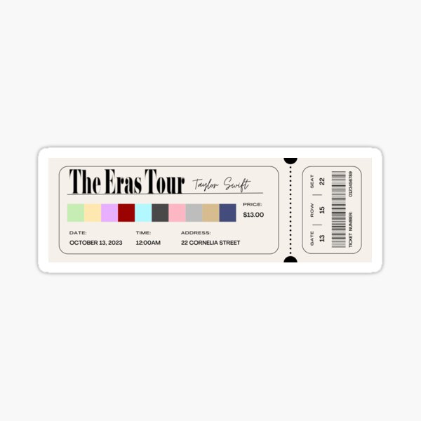 Taylor Swift Concert Ticket Sticker – Modern Legend, LLC.