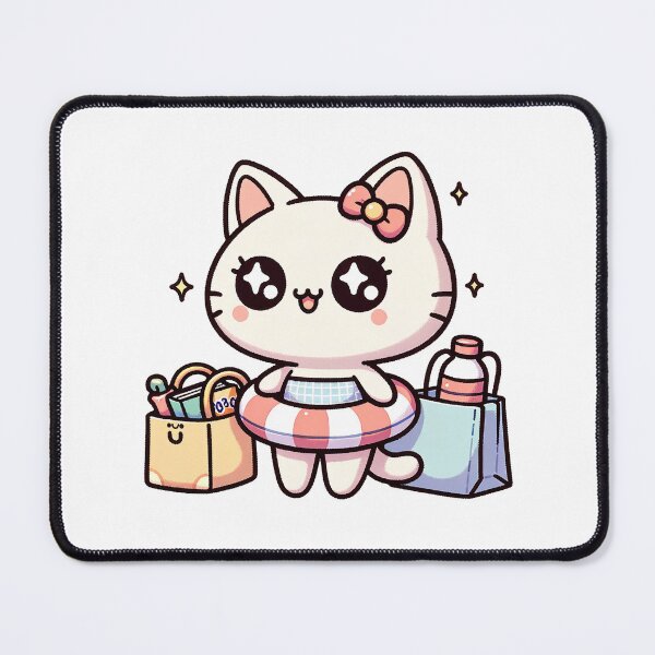 Item preview, Seaside Whiskers: Kawaii Cat's Prepared Beach Day Out designed and sold by PuffPuffPrint.