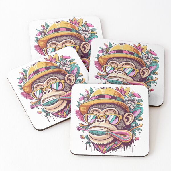 Item preview, A Cool Monkey Wearing Hat and Sunglasses in Happy Summer Vibe designed and sold by GEHK.