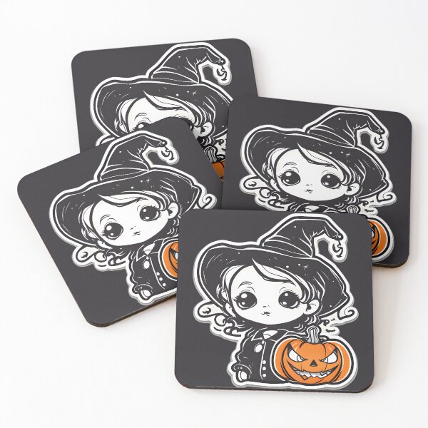 Item preview, Cute little girl witch with a jack o'lantern designed and sold by MiniCharm.