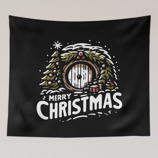 Artikelvorschau, Skurrile Weihnachts-Halbling-Tür – Fantasy-Weihnachten entworfen und verkauft von Fenay Designs.