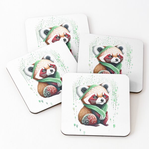 Item preview, Cute winter red panda illustration with scarf designed and sold by EdeniaArtStudio.