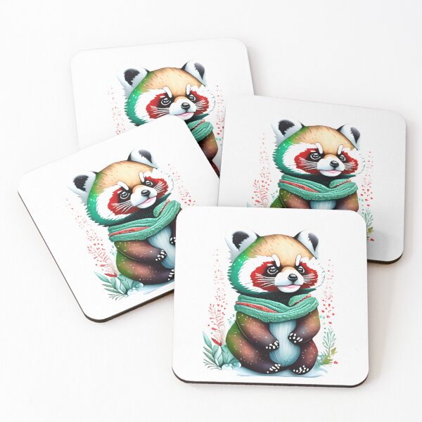 Item preview, Cute winter red panda illustration with scarf designed and sold by EdeniaArtStudio.