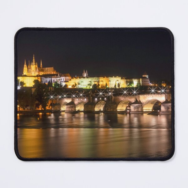 Item preview, Prague and The Charles bridge and Castle at night designed and sold by Itsgrimupnorth.