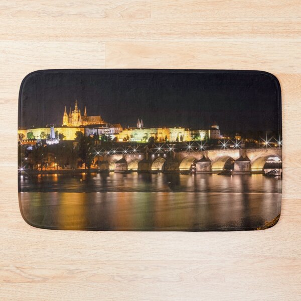 Item preview, Prague and The Charles bridge and Castle at night designed and sold by Itsgrimupnorth.