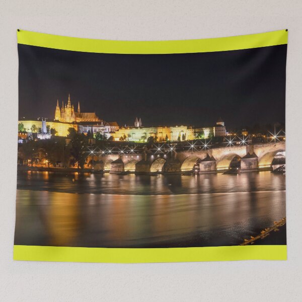 Item preview, Prague and The Charles bridge and Castle at night designed and sold by Itsgrimupnorth.