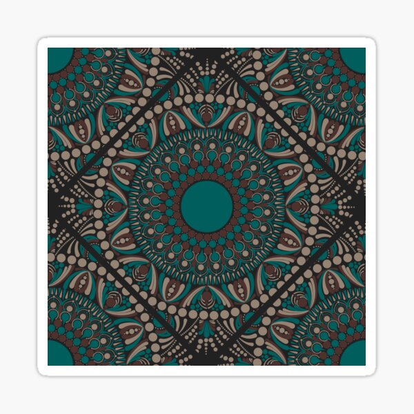 Night Swim and Molasses Cincereous Dot Mandala Tile Pattern Sticker