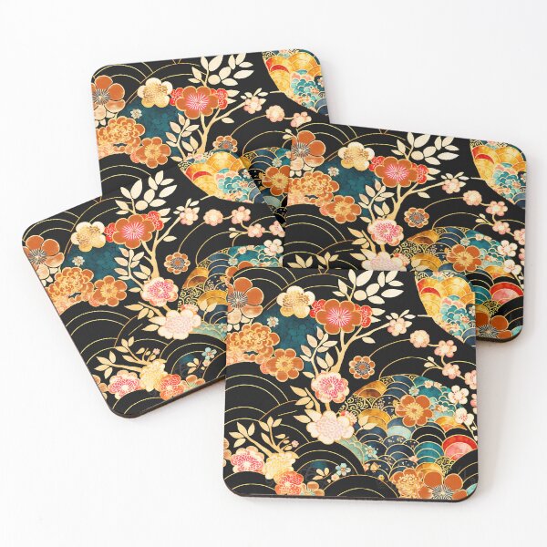 Item preview, Floral gold wagara pattern designed and sold by LittleNippon.