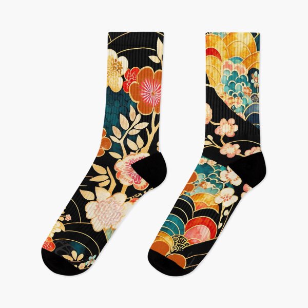 Item preview, Floral gold wagara pattern designed and sold by LittleNippon.