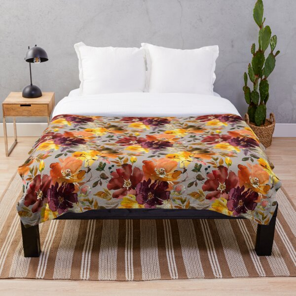 Artikelvorschau,  Blumenmuster in Braun, Burgund, Orange und Gold entworfen und verkauft von MimiKoo.