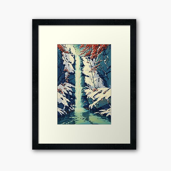 Aperçu de l'œuvre Cascade d'hiver d'Ukiyoe créée et vendue par PaperAI.