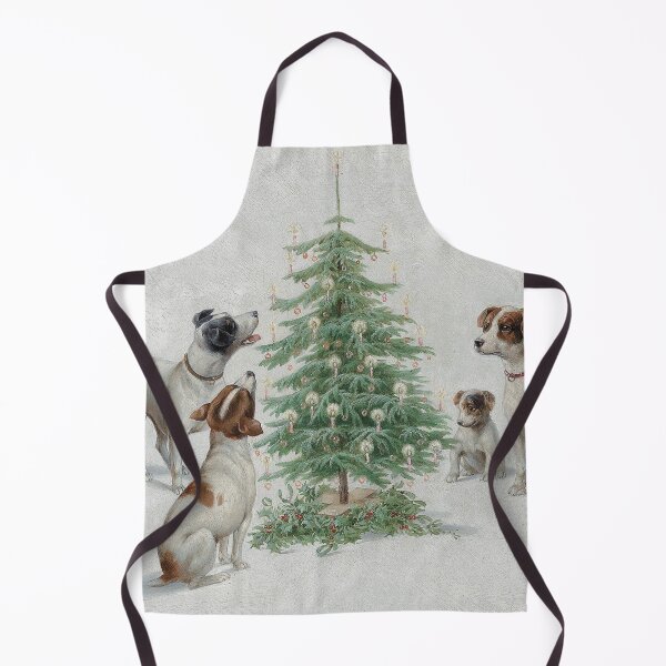Item preview, Vintage Jack Russell Dogs Around a Christmas Tree Oil Painting | P413 designed and sold by Piccolo Fiore Prints.