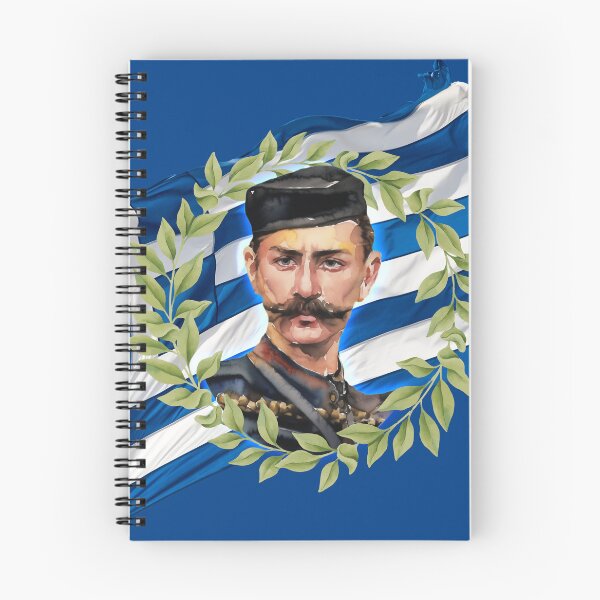 Item preview, Pavlos Melas in laurels wreath and greek flag designed and sold by Lefteris Betsis.