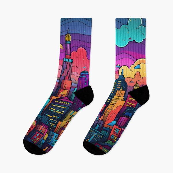 Item preview,  Colorful Cityscape at Dusk designed and sold by dcrc.