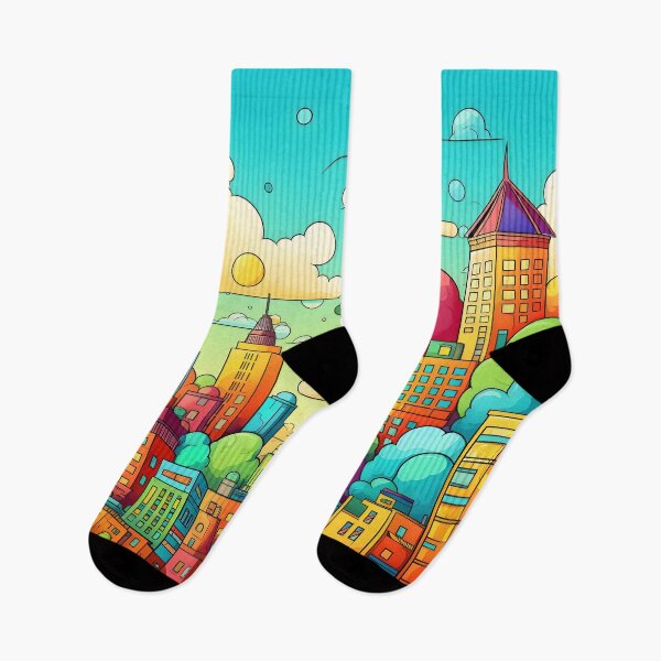 Item preview, Mid-day Colorful Cartoon Cityscape designed and sold by dcrc.