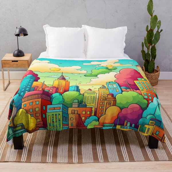 Item preview, Mid-day Colorful Cartoon Cityscape designed and sold by dcrc.