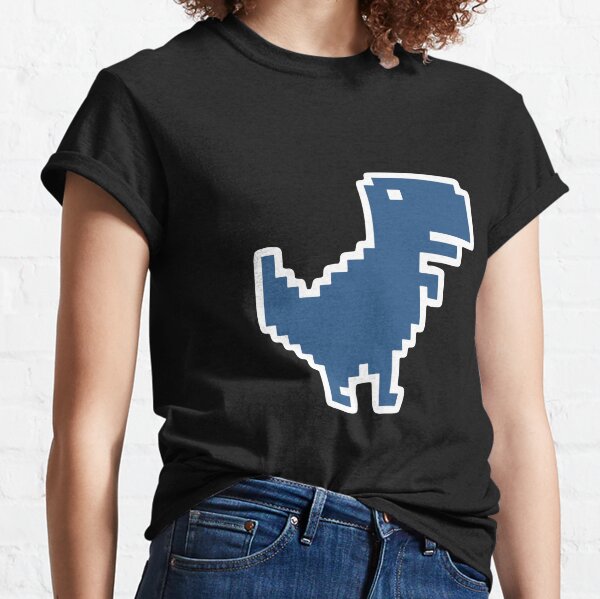Camiseta Chrome Dino Game Jogo Google Internet Blue Branca