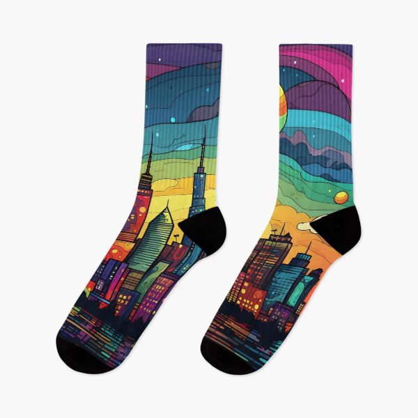 Item preview, Colorful Cityscape with Full Moon designed and sold by dcrc.