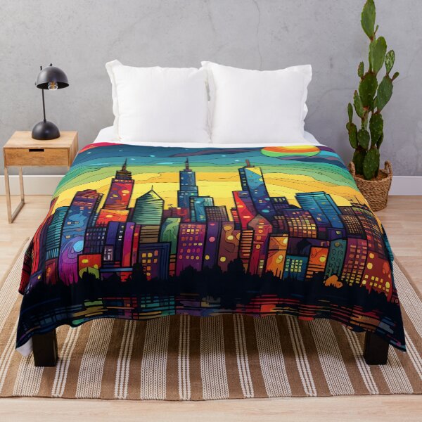 Item preview, Colorful Cityscape with Full Moon designed and sold by dcrc.