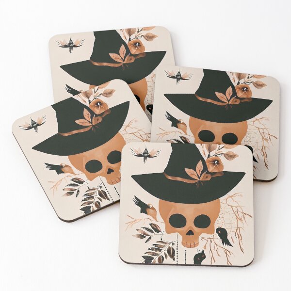 Item preview, Halloween Skull And Witch Hat Boho Art designed and sold by HcnDesigner.