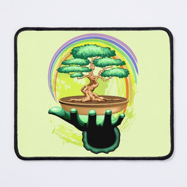 Item preview, Bonsai Tree and Rainbow on Green Hand - Protecting Nature designed and sold by BluedarkArt.