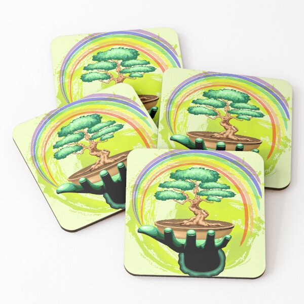 Item preview, Bonsai Tree and Rainbow on Green Hand - Protecting Nature  designed and sold by BluedarkArt.