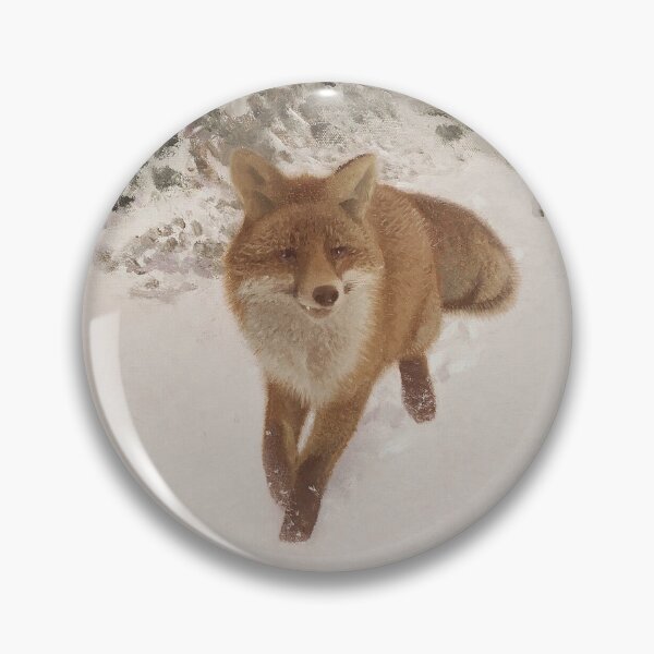 Item preview, Vintage Winter Landscape with Fox in the Snow Oil Painting | P412 designed and sold by Piccolo Fiore Prints.
