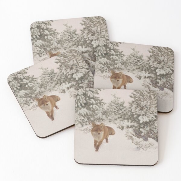Artikelvorschau, Vintage Winterlandschaft mit Fuchs im Schnee Ölgemälde | P412 entworfen und verkauft von Piccolo Fiore Prints.