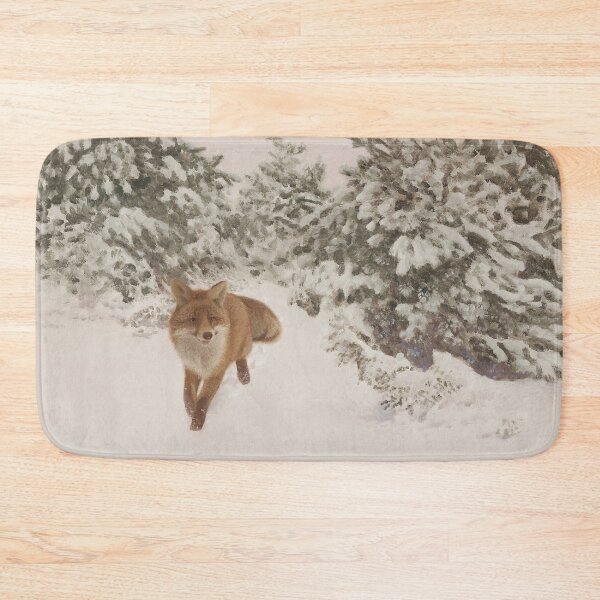 Item preview, Vintage Winter Landscape with Fox in the Snow Oil Painting | P412 designed and sold by Piccolo Fiore Prints.