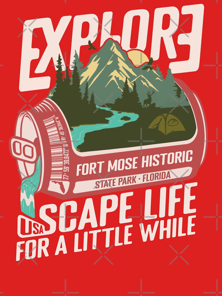 Thumbnail 7 of 7, Classic T-Shirt, Fort Mose Historic State Park Florida - FL Retro In A Pink Soda Camping Hiking Outdoor Adventure designed and sold by mountainfad.