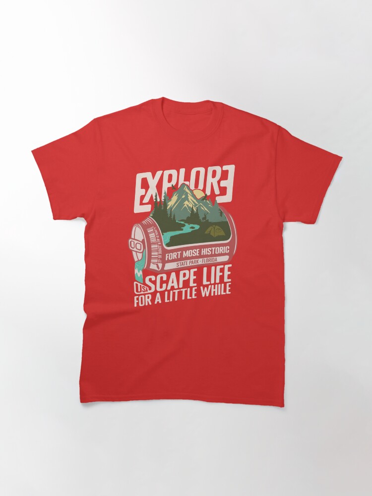 Thumbnail 3 of 7, Classic T-Shirt, Fort Mose Historic State Park Florida - FL Retro In A Pink Soda Camping Hiking Outdoor Adventure designed and sold by mountainfad.