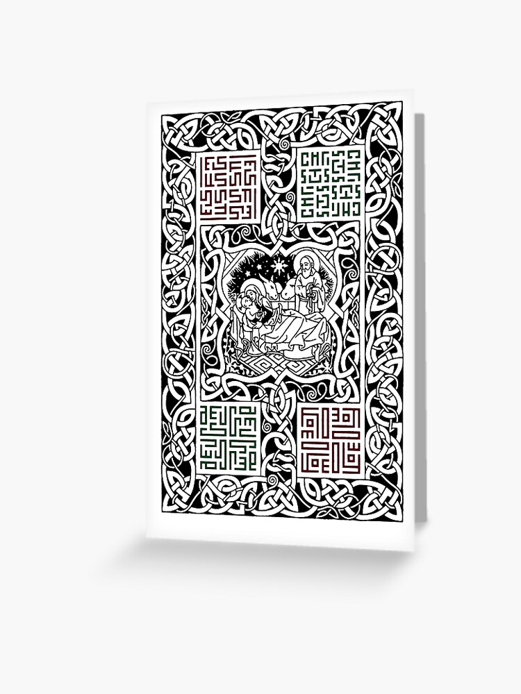 Thumbnail 1 of 2, Greeting Card, Christmas: Nativity of Jesus Christ with Celtic Knots designed and sold by danmitsui.