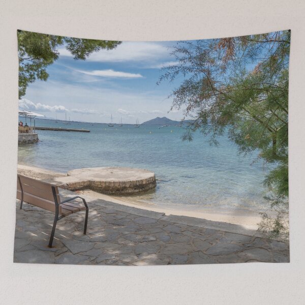 Item preview, Bancos Paseo Pino Puerto Pollensa Mallorca designed and sold by GG WALL ART.