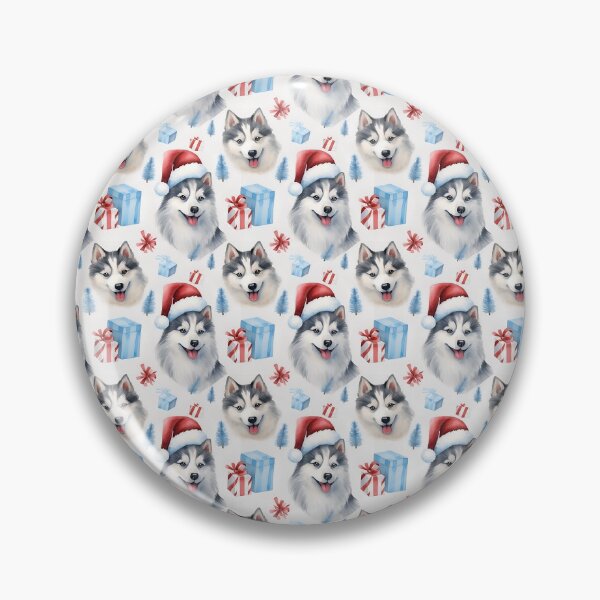 Artikelvorschau, Festive Husky Delight: A Whimsical Christmas Line Illustration entworfen und verkauft von qoodesignstudio.