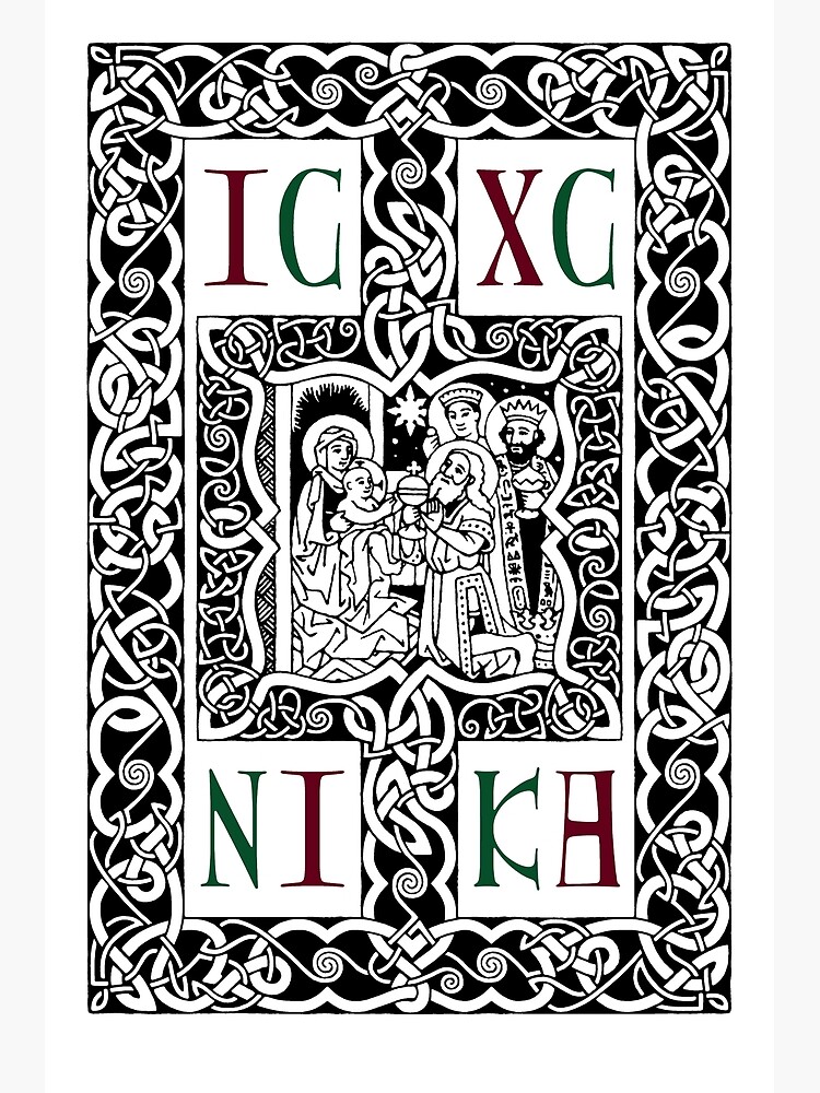 Thumbnail 2 of 2, Greeting Card, Christmas: Adoration of the Magi with Celtic Knots designed and sold by danmitsui.