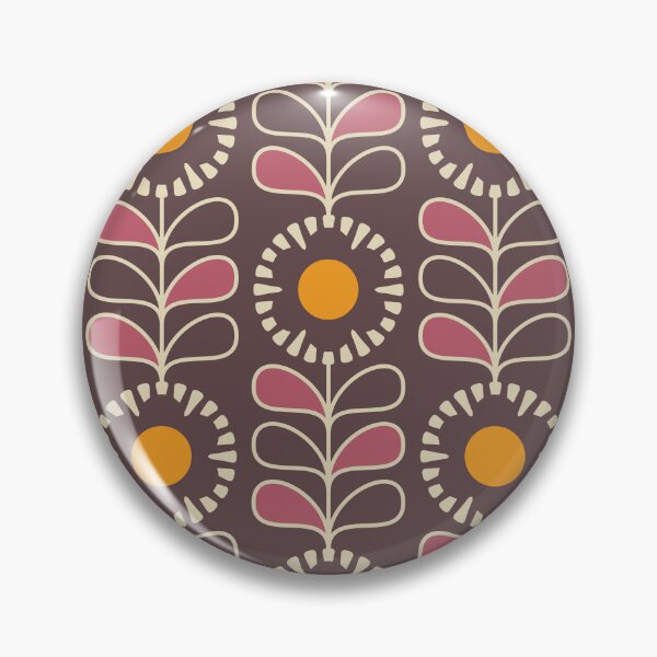 Item preview, KF 0161 A - Vintage Retro 70s Floral Pattern in Purple and Yellow designed and sold by KhakiFinch.
