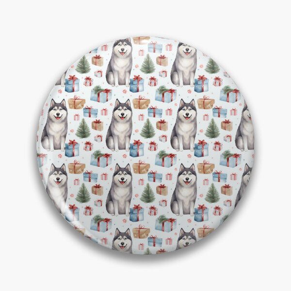 Artikelvorschau, Festive Paws: Adorable Husky Christmas Pattern Illustration entworfen und verkauft von qoodesignstudio.