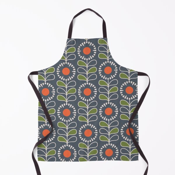 Item preview, KF 0161 C - Vintage Retro 70s Floral Pattern in Green and Red on Blue designed and sold by KhakiFinch.