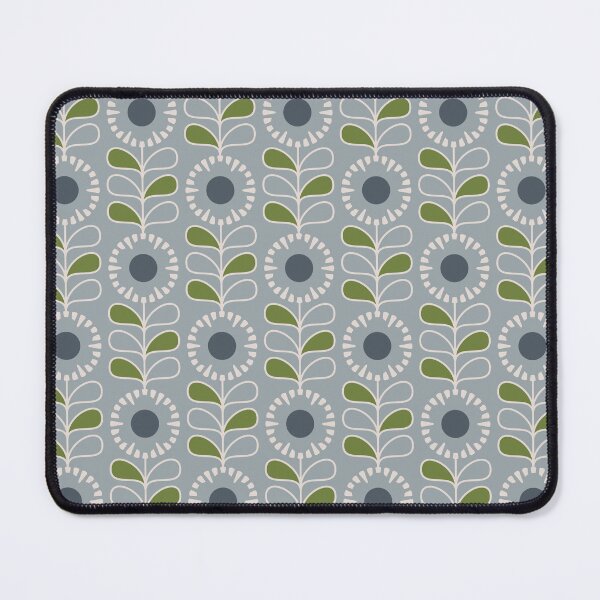 Item preview, KF 0161 D - Vintage Retro 70s Floral Pattern in Gray and Green designed and sold by KhakiFinch.