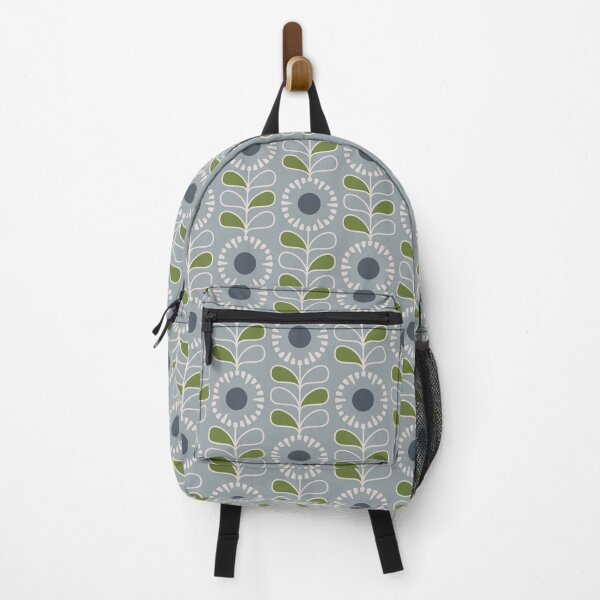 Item preview, KF 0161 D - Vintage Retro 70s Floral Pattern in Gray and Green designed and sold by KhakiFinch.