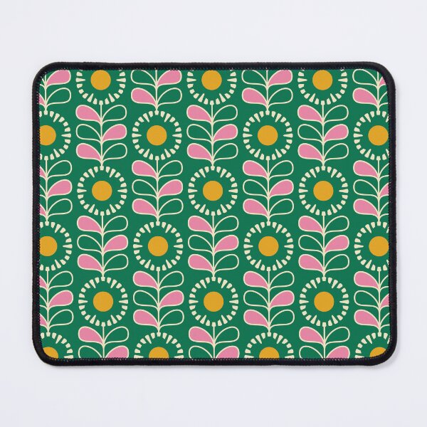 Item preview, KF 0161 E - Vintage Retro 70s Floral Pattern in Purple and Yellow on Green designed and sold by KhakiFinch.