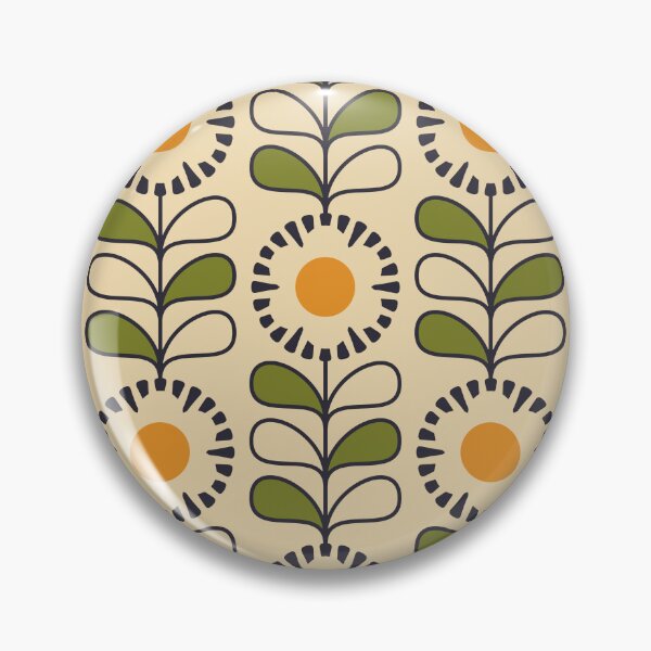 Item preview, KF 0161 F - Vintage Retro 70s Floral Pattern in Green and Yellow designed and sold by KhakiFinch.