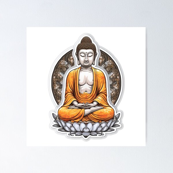 Item preview, Golden Buddha Statue, Digital Art, For Yoga Studio designed and sold by MartynGrey.