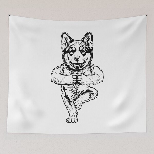 Item preview, Siberian Husky Yoga Puppy Dog Funny Tree Pose Vrikshasana designed and sold by GrandeDuc.