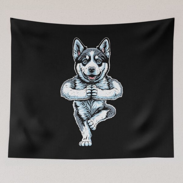 Item preview, Siberian Husky Yoga Puppy Dog Funny Tree Pose Vrikshasana designed and sold by GrandeDuc.