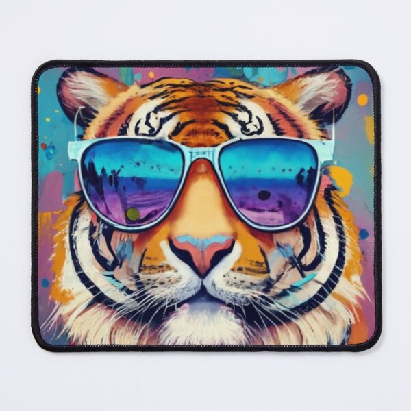 Item preview, Multicolored painted beach tiger with sunglasses designed and sold by Feel-Good-Vibes.