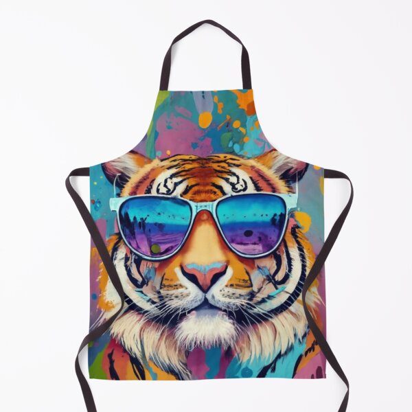 Item preview, Multicolored painted beach tiger with sunglasses designed and sold by Feel-Good-Vibes.