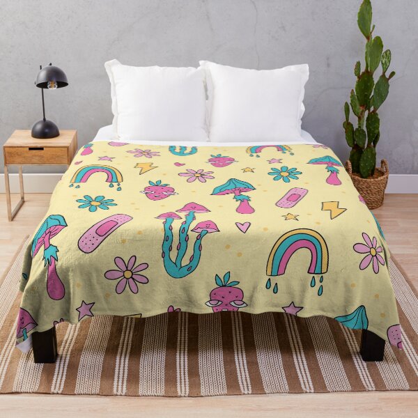 Item preview, retro groovy Mushroom rainbow flowers designed and sold by SHOPAHD.
