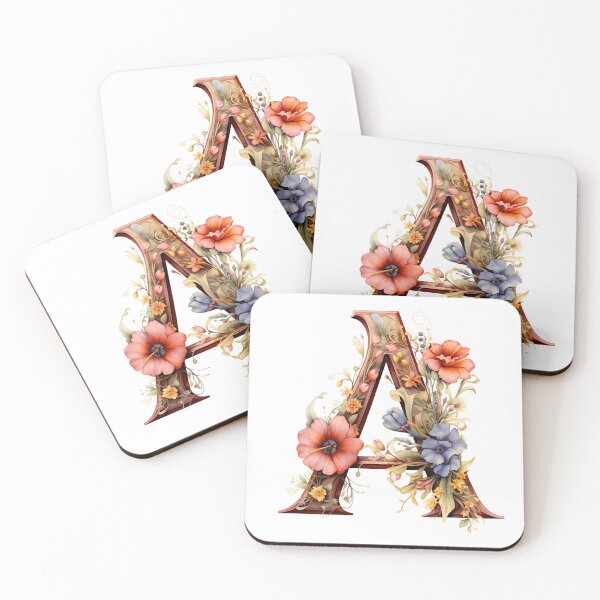 Item preview, Letter A and beautiful flowers designed and sold by Happy Shop.