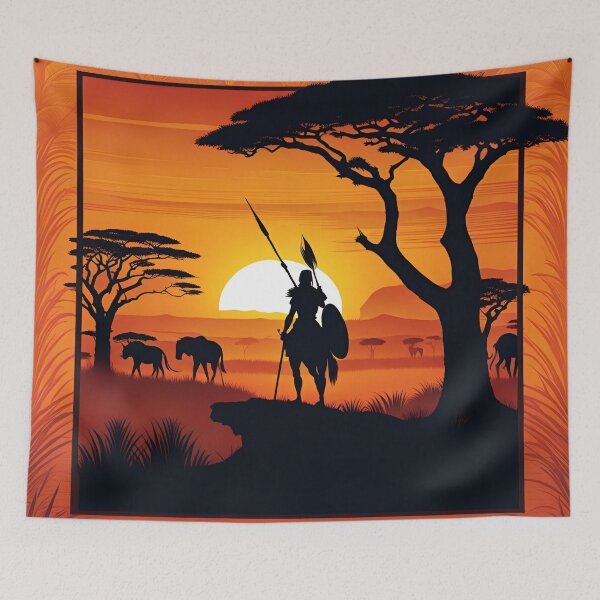 Item preview, Hunting Wildebeest At Sunset On The African Savanna designed and sold by Warriorgal.